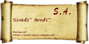 Sinkó Arnó névjegykártya